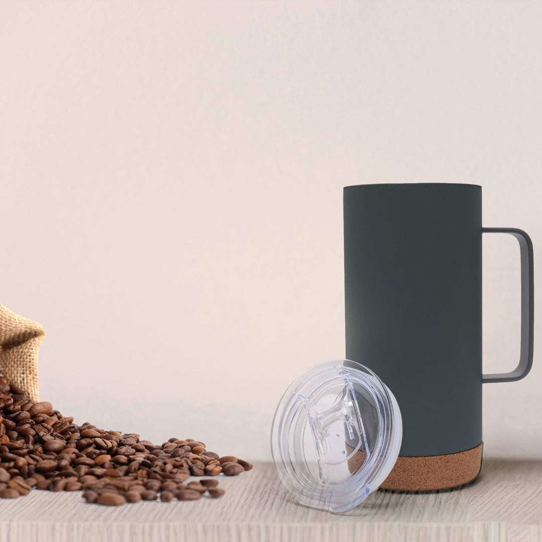 WoodenBase Steel Coffee Mug with Handle