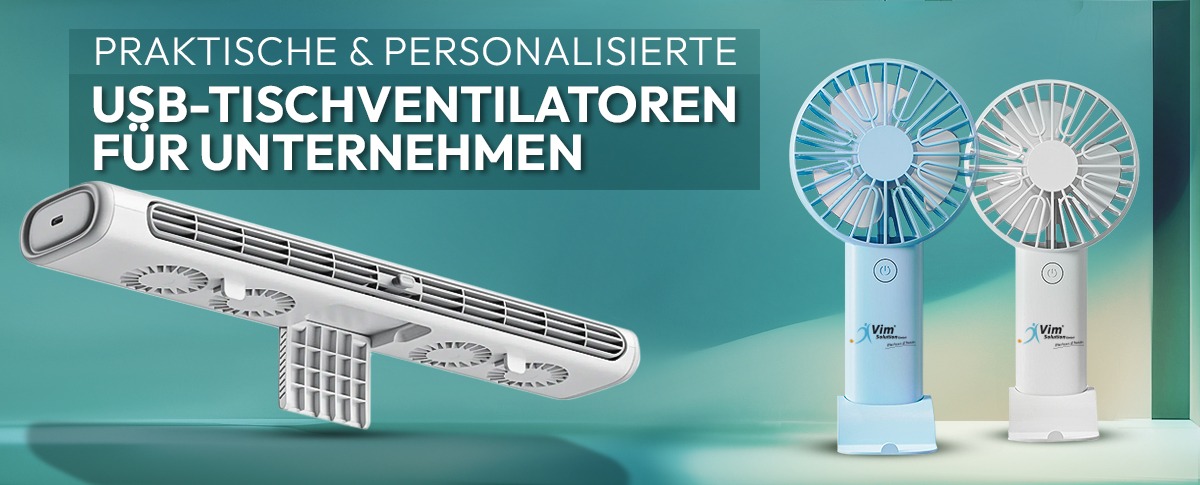 Praktische & personalisierte USB-Tischventilatoren für Unternehmen