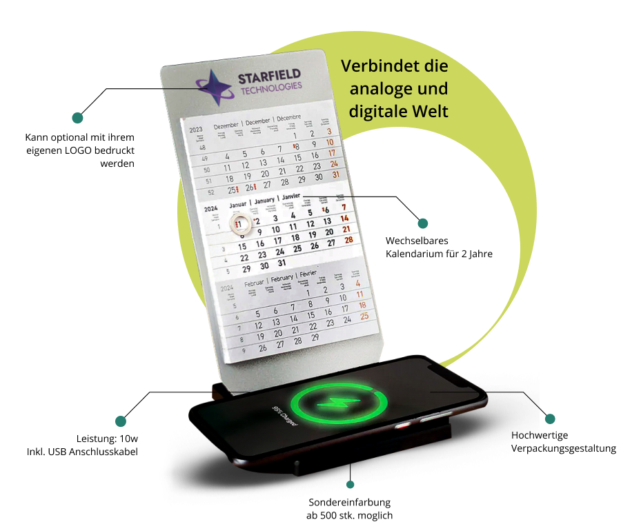 Wireless Charging Kalender in Aktion