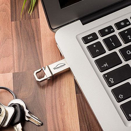 USB-Stick Keyluck in Metall mit Karabiner