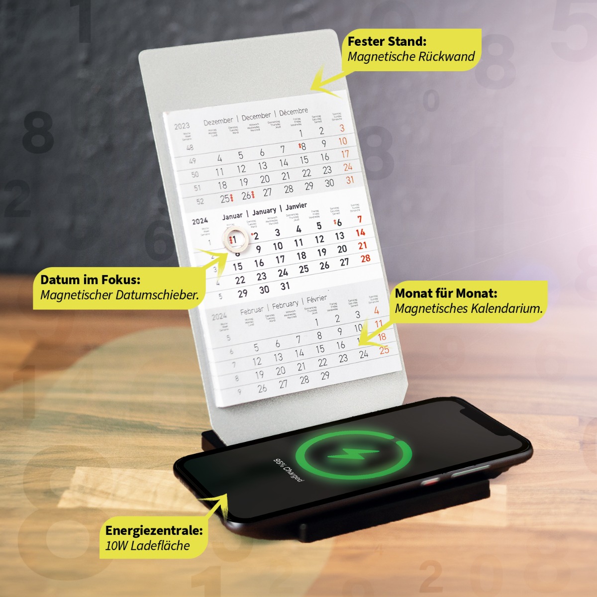 Detailansicht Wireless Charging Kalender